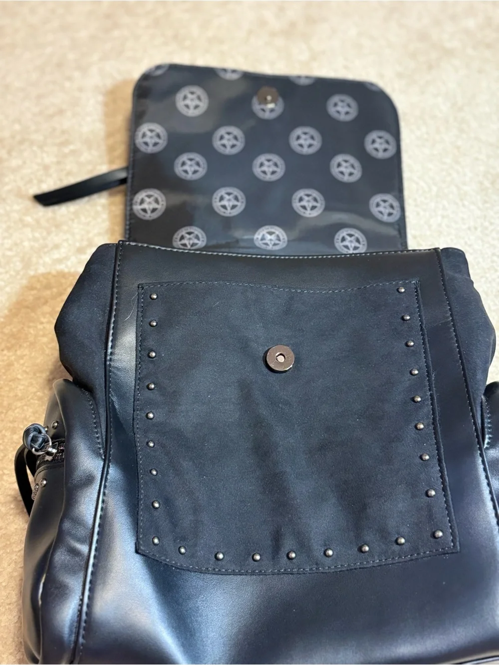 Black Craft Pentagram Messenger Backpack